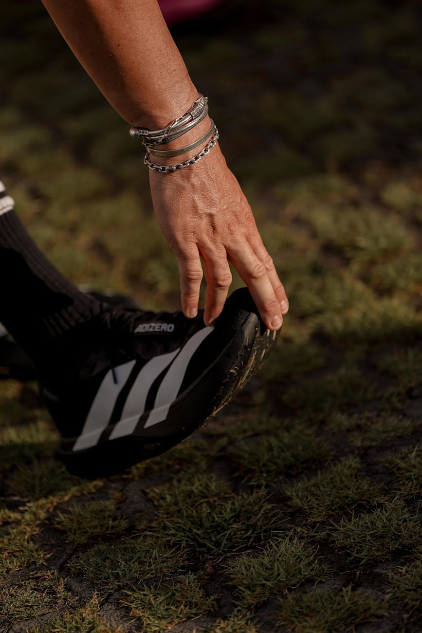 Person stretching arms before a morning run